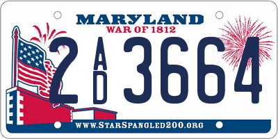 MD license plate 2AD3664