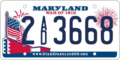 MD license plate 2AD3668