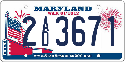 MD license plate 2AD3671