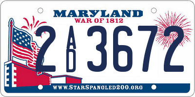 MD license plate 2AD3672