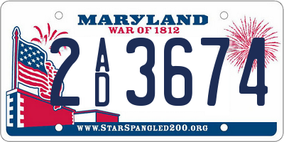 MD license plate 2AD3674
