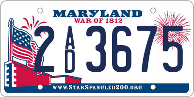 MD license plate 2AD3675