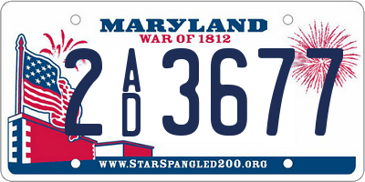 MD license plate 2AD3677