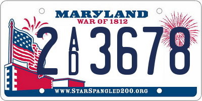 MD license plate 2AD3678