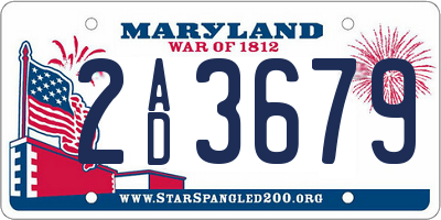 MD license plate 2AD3679