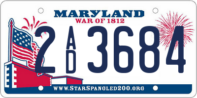 MD license plate 2AD3684