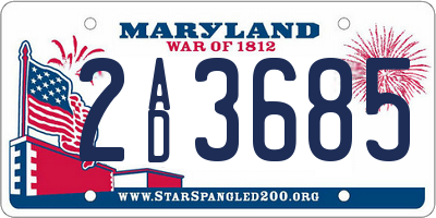 MD license plate 2AD3685