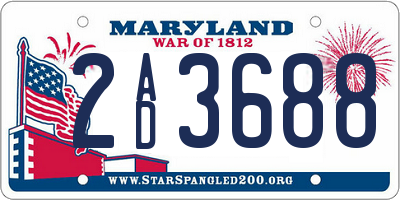 MD license plate 2AD3688