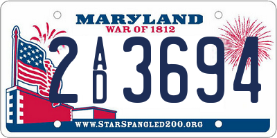 MD license plate 2AD3694