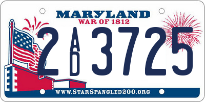 MD license plate 2AD3725