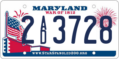 MD license plate 2AD3728