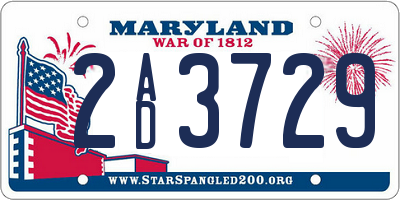 MD license plate 2AD3729