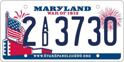 MD license plate 2AD3730