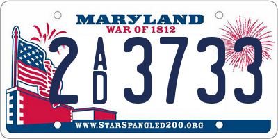MD license plate 2AD3733