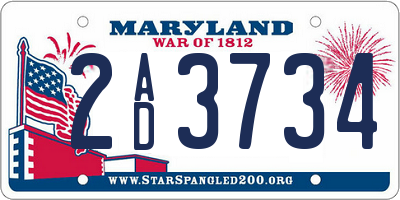 MD license plate 2AD3734