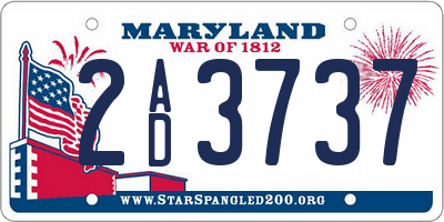 MD license plate 2AD3737