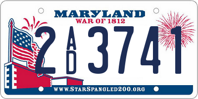 MD license plate 2AD3741