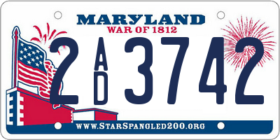 MD license plate 2AD3742