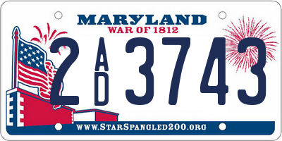 MD license plate 2AD3743