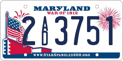 MD license plate 2AD3751