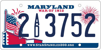 MD license plate 2AD3752