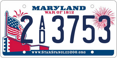 MD license plate 2AD3753