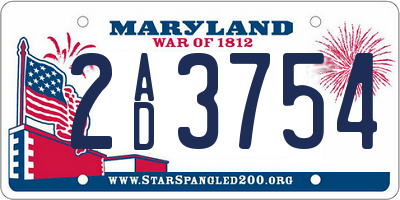 MD license plate 2AD3754