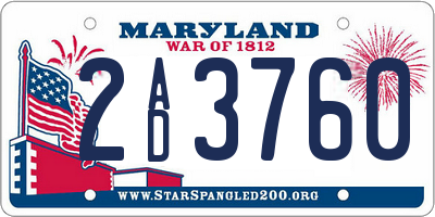 MD license plate 2AD3760