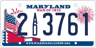 MD license plate 2AD3761