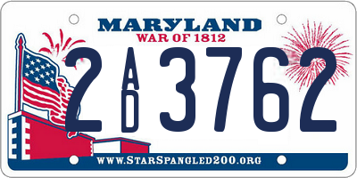 MD license plate 2AD3762