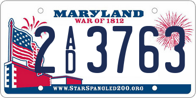 MD license plate 2AD3763