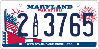 MD license plate 2AD3765