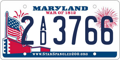 MD license plate 2AD3766