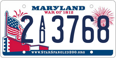 MD license plate 2AD3768