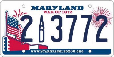 MD license plate 2AD3772