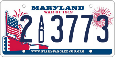MD license plate 2AD3773