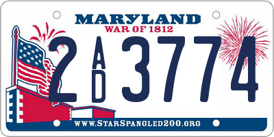 MD license plate 2AD3774