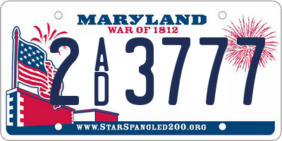 MD license plate 2AD3777