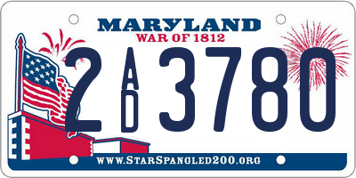 MD license plate 2AD3780