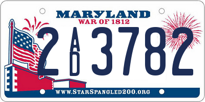 MD license plate 2AD3782