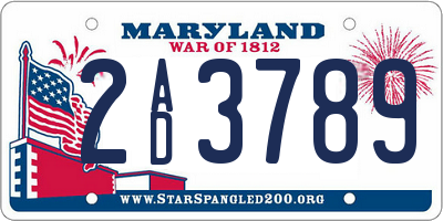 MD license plate 2AD3789