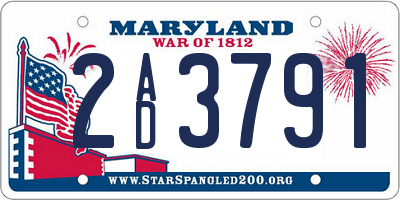 MD license plate 2AD3791