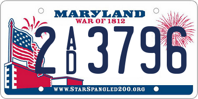 MD license plate 2AD3796