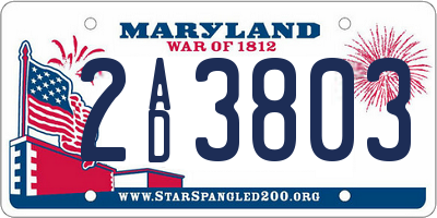 MD license plate 2AD3803
