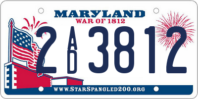 MD license plate 2AD3812