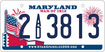 MD license plate 2AD3813