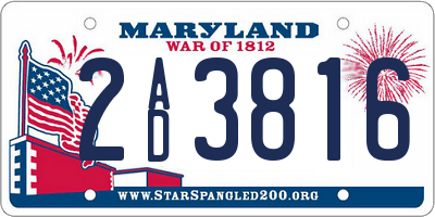 MD license plate 2AD3816