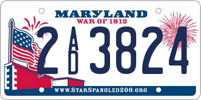 MD license plate 2AD3824