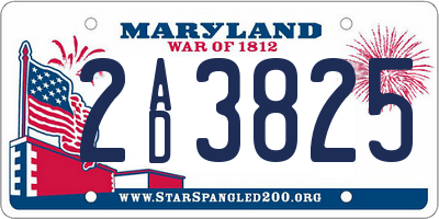 MD license plate 2AD3825