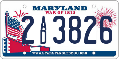 MD license plate 2AD3826